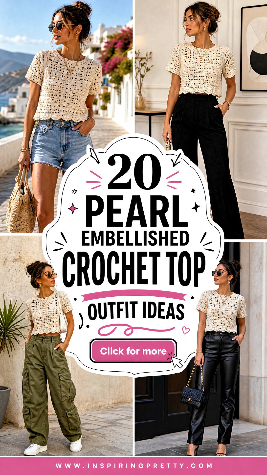 20 Pearl Embellished Crochet Top Outfit Ideas for Parties - 20 Pearl Embellished Crochet Top Outfit Ideas for Parties