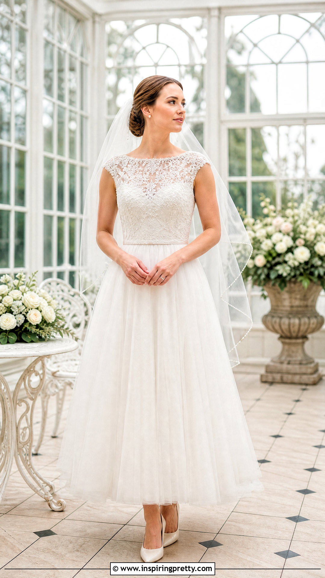 Pearl Lace Top Tulle Wedding Dress - 25 lace top flowy bottom wedding dress outfit ideas