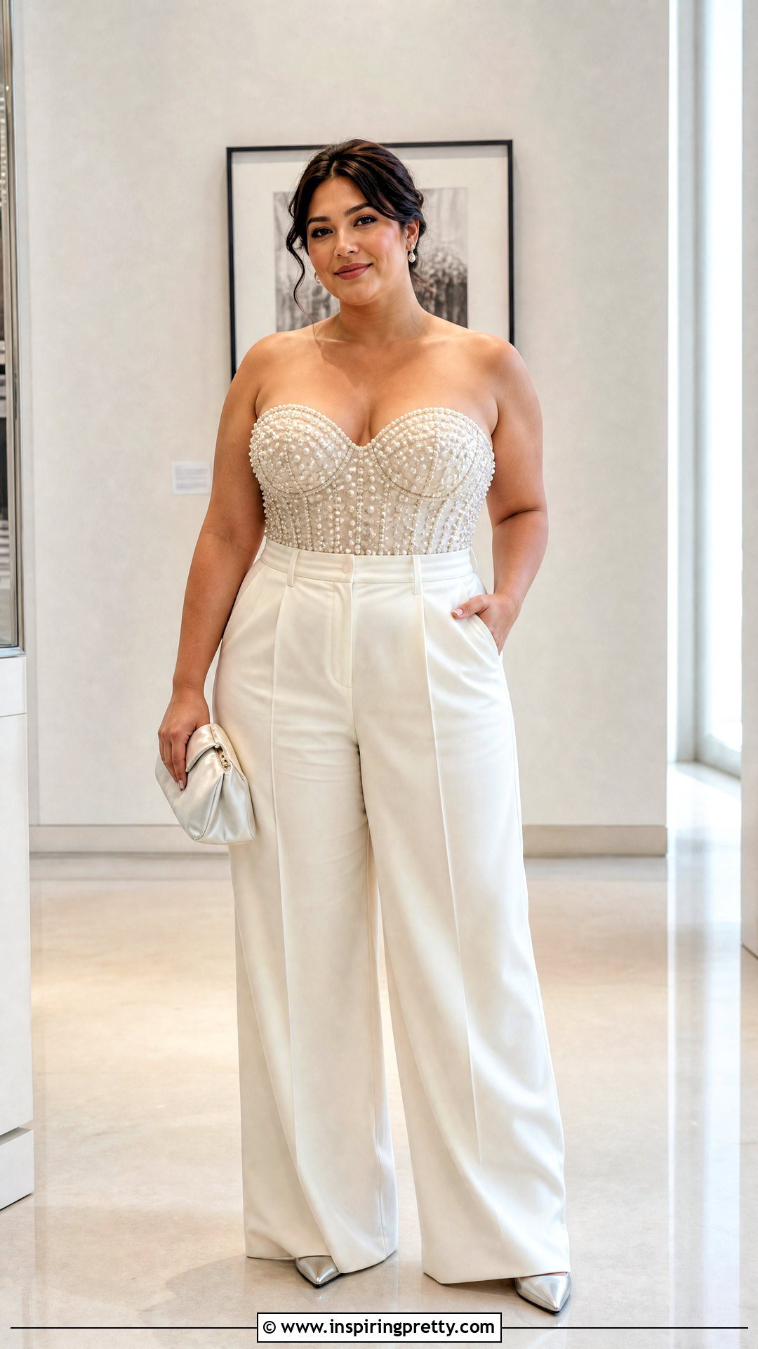 Pearl Mermaid Top With Tailored Trousers - 25 realistic mermaid top outfit ideas