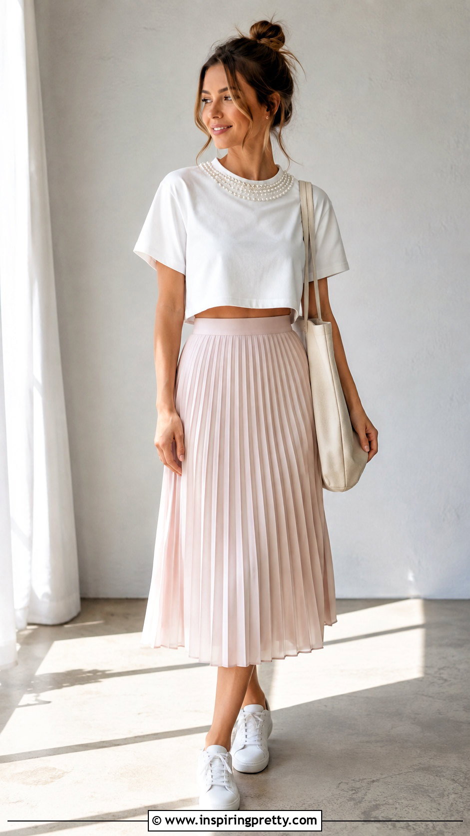 Pearl T Shirt Crop Top With Pleated Skirt - 25 pearl crop top diy ideas