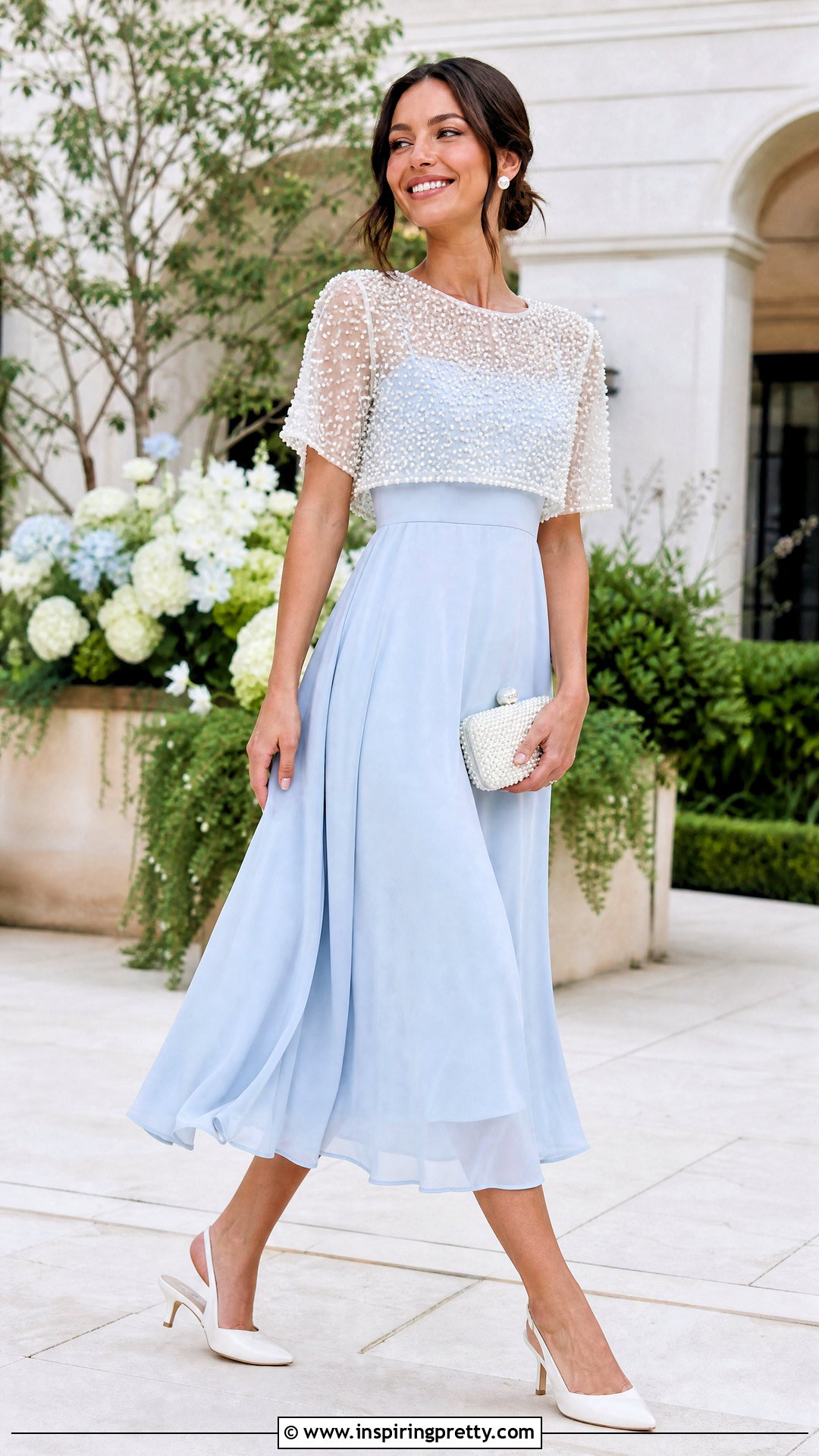 Pearl Top Over Powder Blue Dress - 20 Pearl Top Over Dress outfit ideas