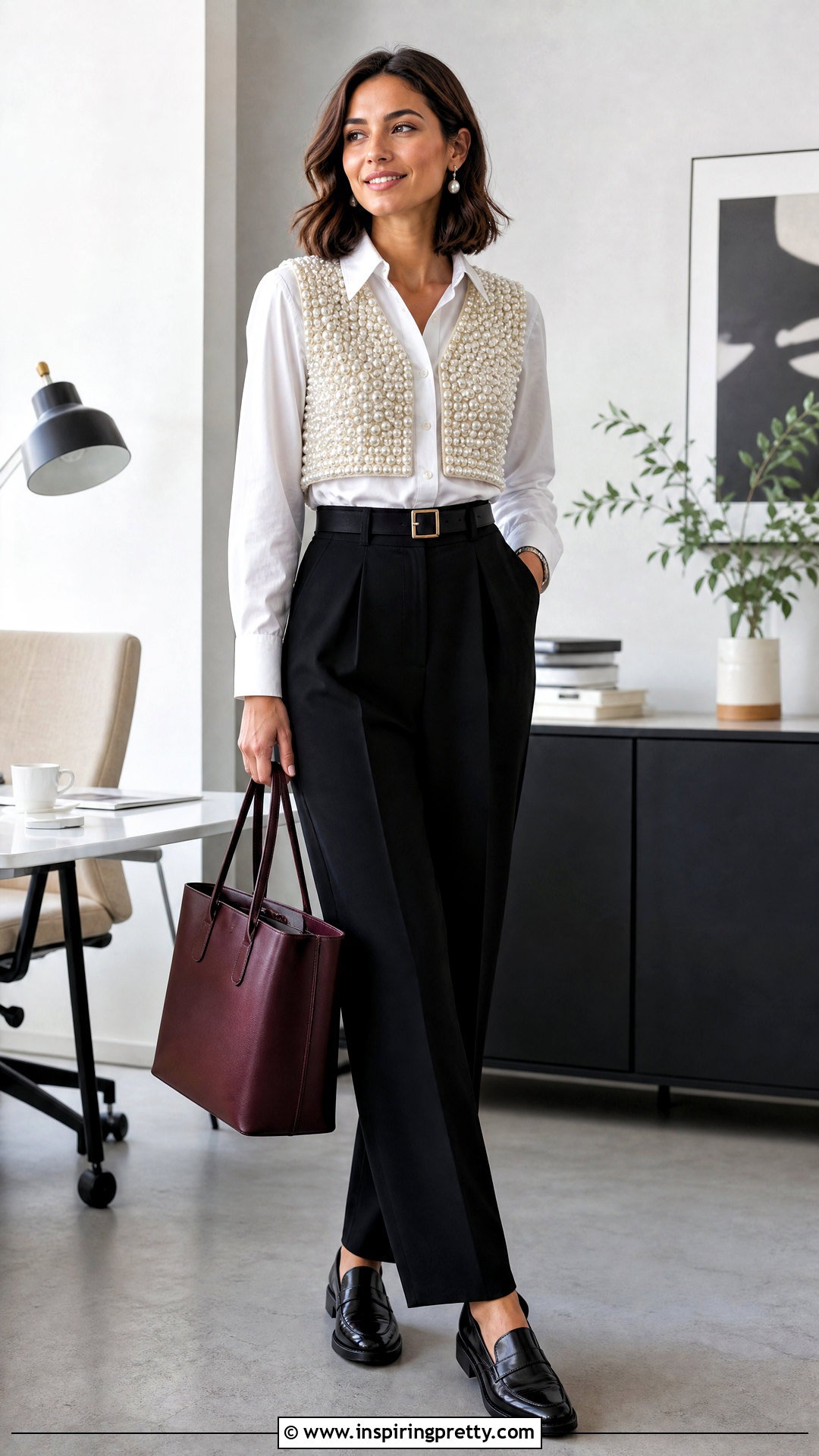 Pearl Vest Top With White Shirt - 25 top made of pearls