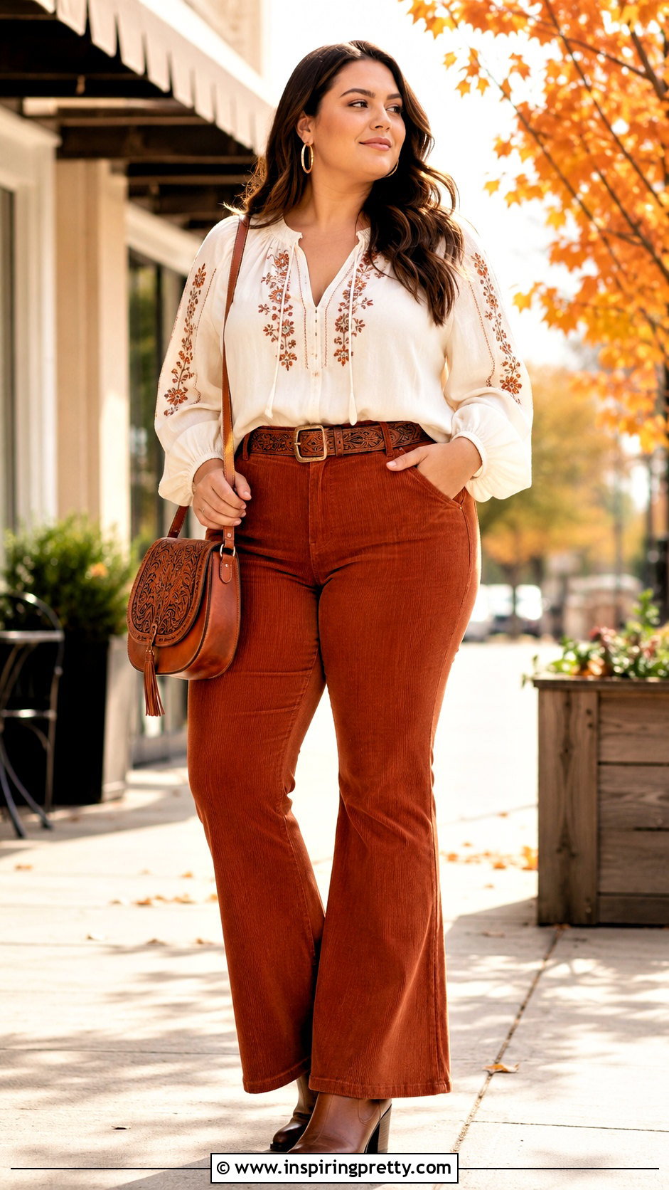 Peasant Blouse With Corduroy Flare Pants - 20 Retro 70S Tops outfit ideas