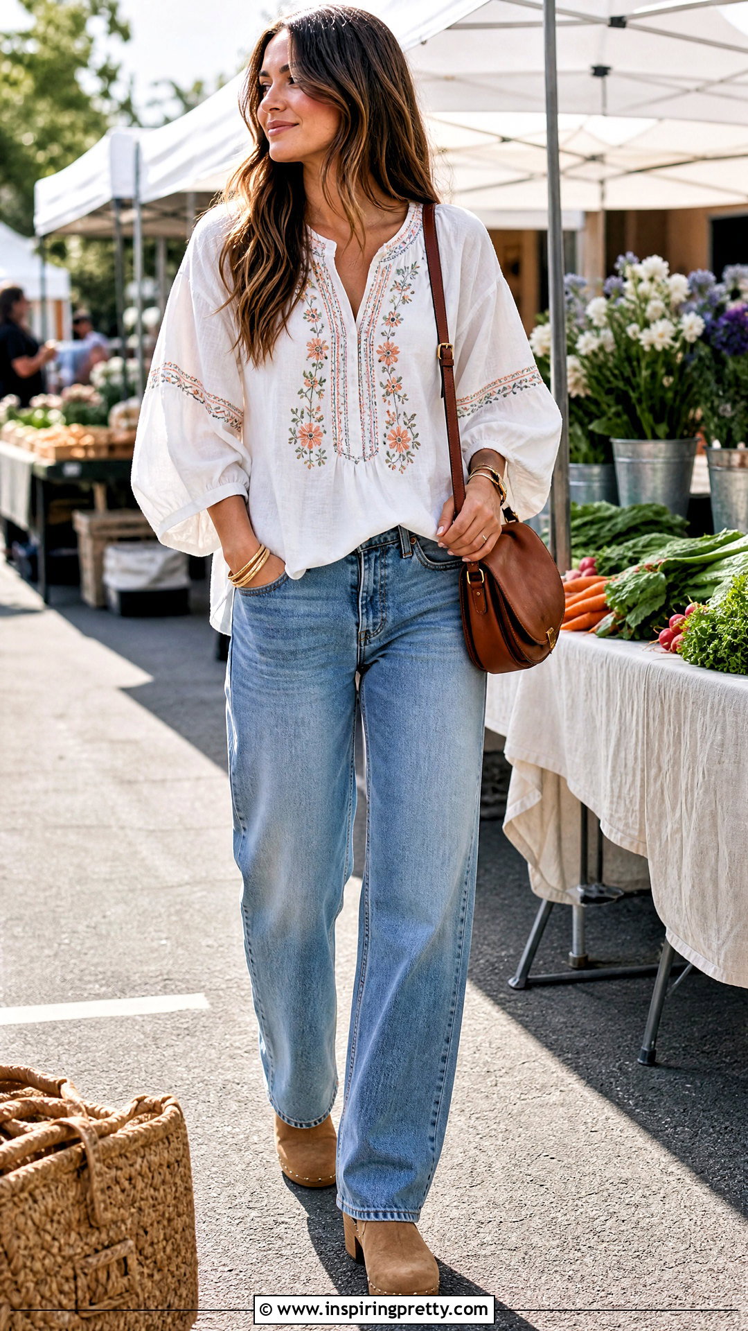 Peasant Blouse With Relaxed Jeans - 50 trendy tops for women