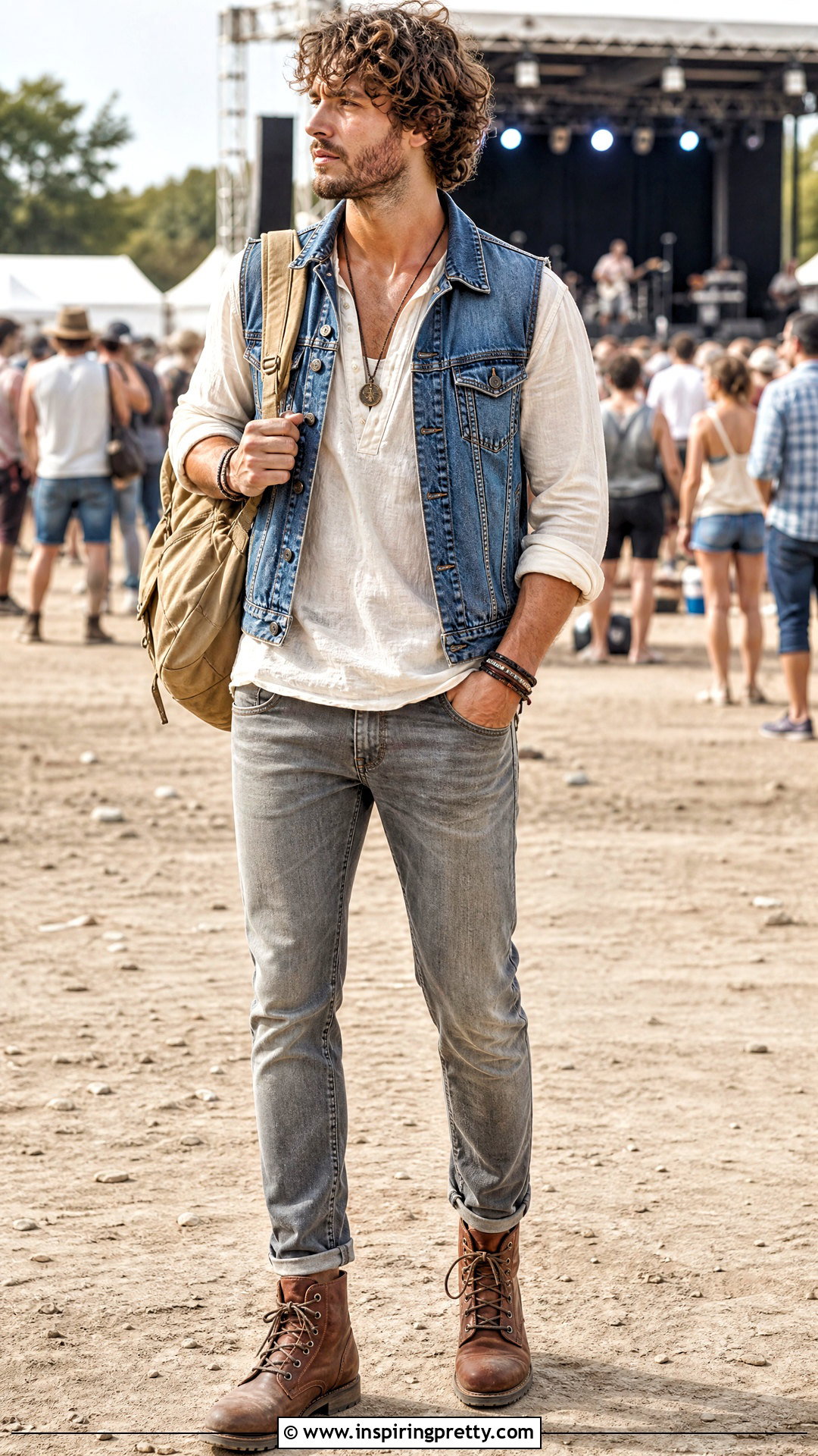 Peasant Top Men Outfit With Denim Vest - 25 Peasant Top Men outfit ideas