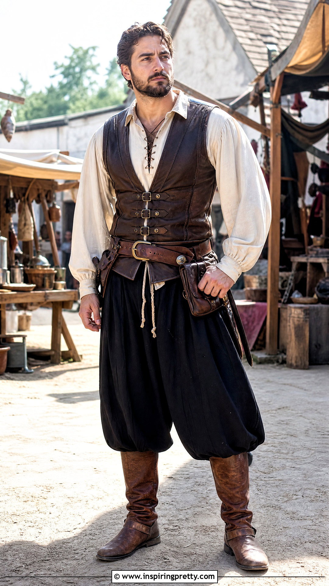 Peasant Top Men Outfit With Leather Vest - 25 Peasant Top Men outfit ideas