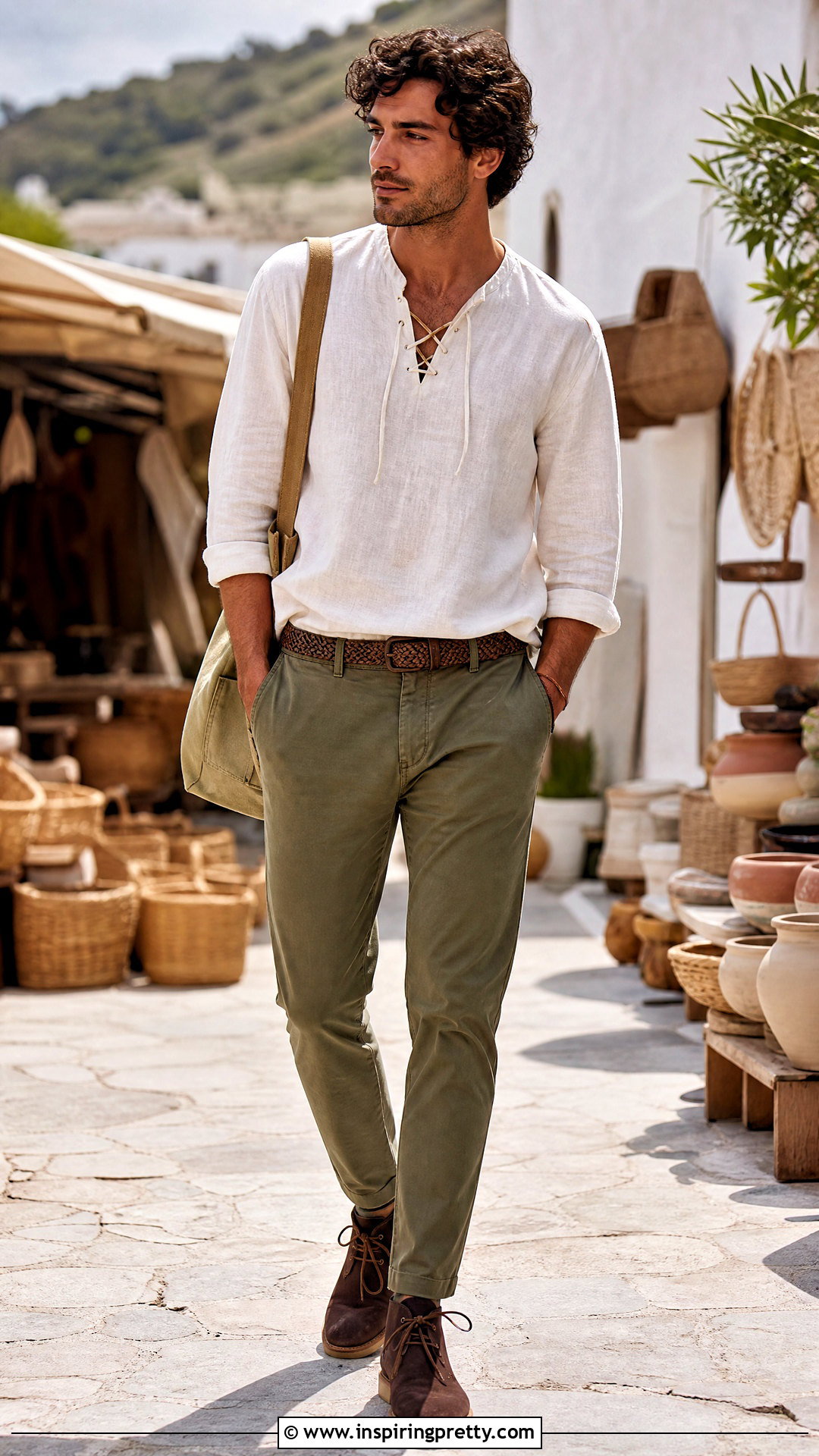 Peasant Top Men Outfit With Olive Pants - 25 Peasant Top Men outfit ideas