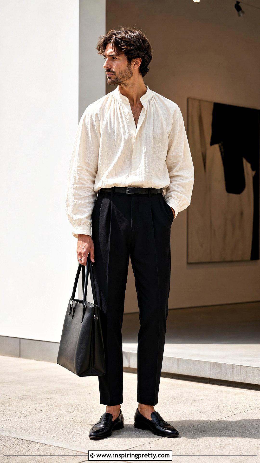 Peasant Top Men Outfit With Tailored Black Pants - 25 Peasant Top Men outfit ideas