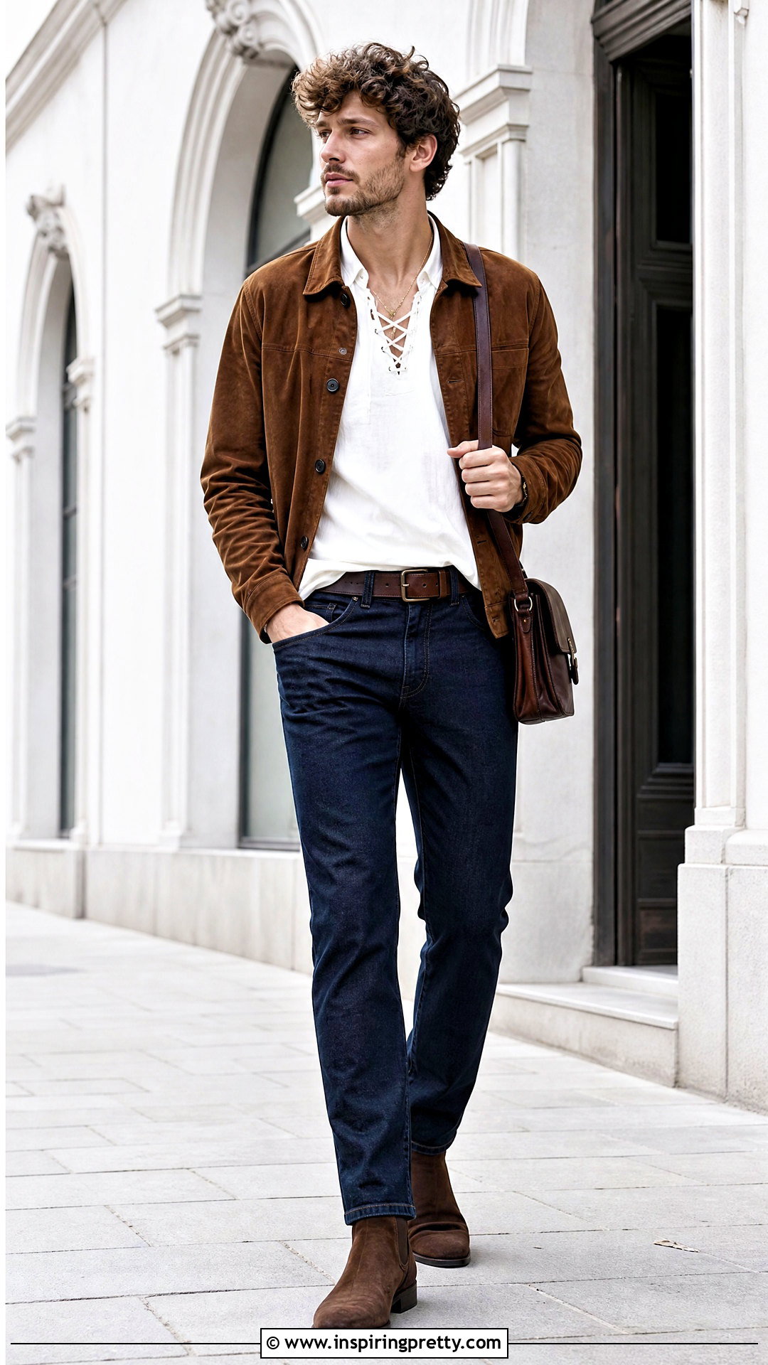 Peasant Top Men Outfit With a Suede Jacket - 25 Peasant Top Men outfit ideas