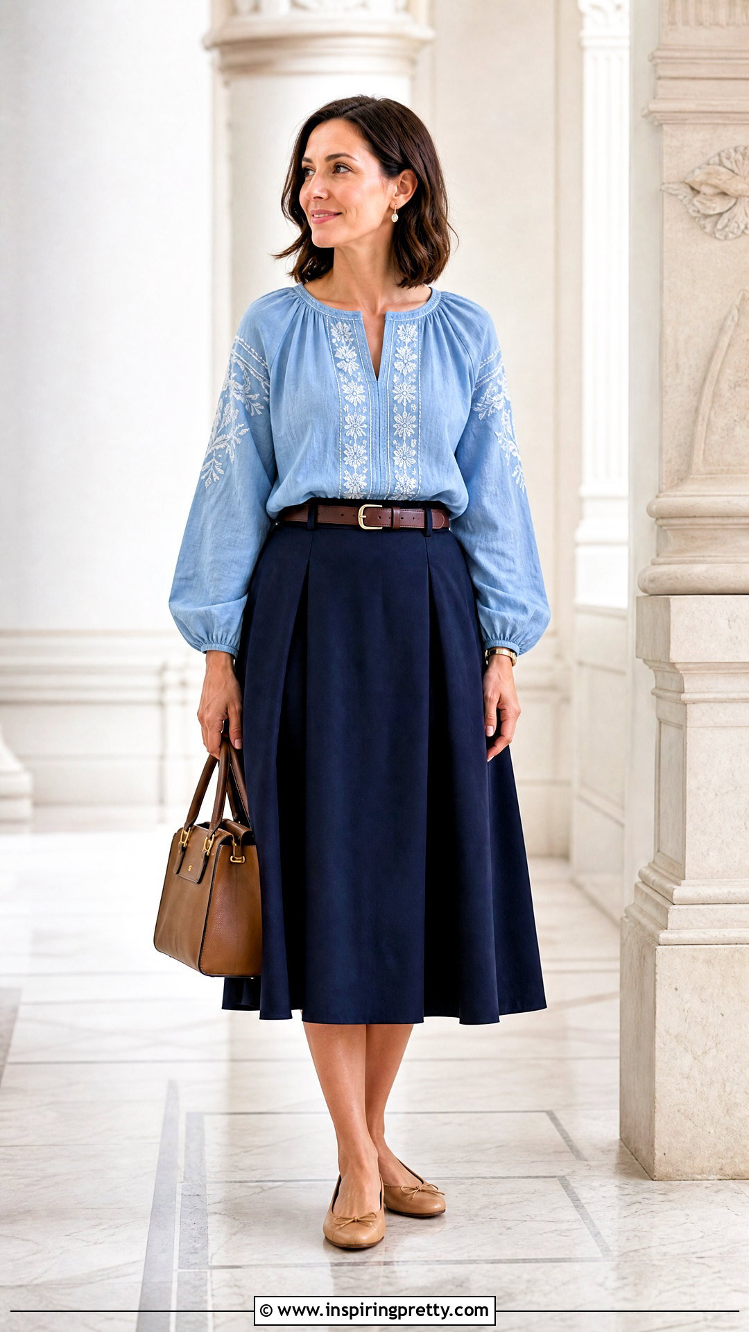 Peasant Top With A Line Skirt - 50 peasant top outfit ideas