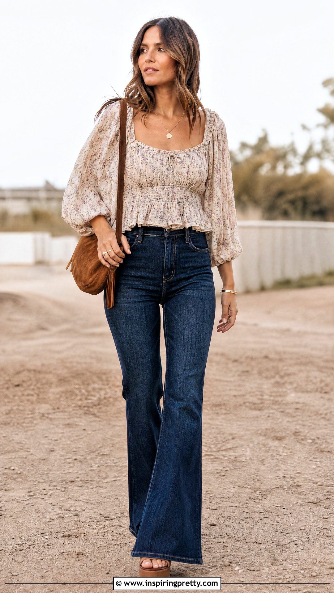 Peasant Top With Flare Jeans - 50 peasant top outfit ideas