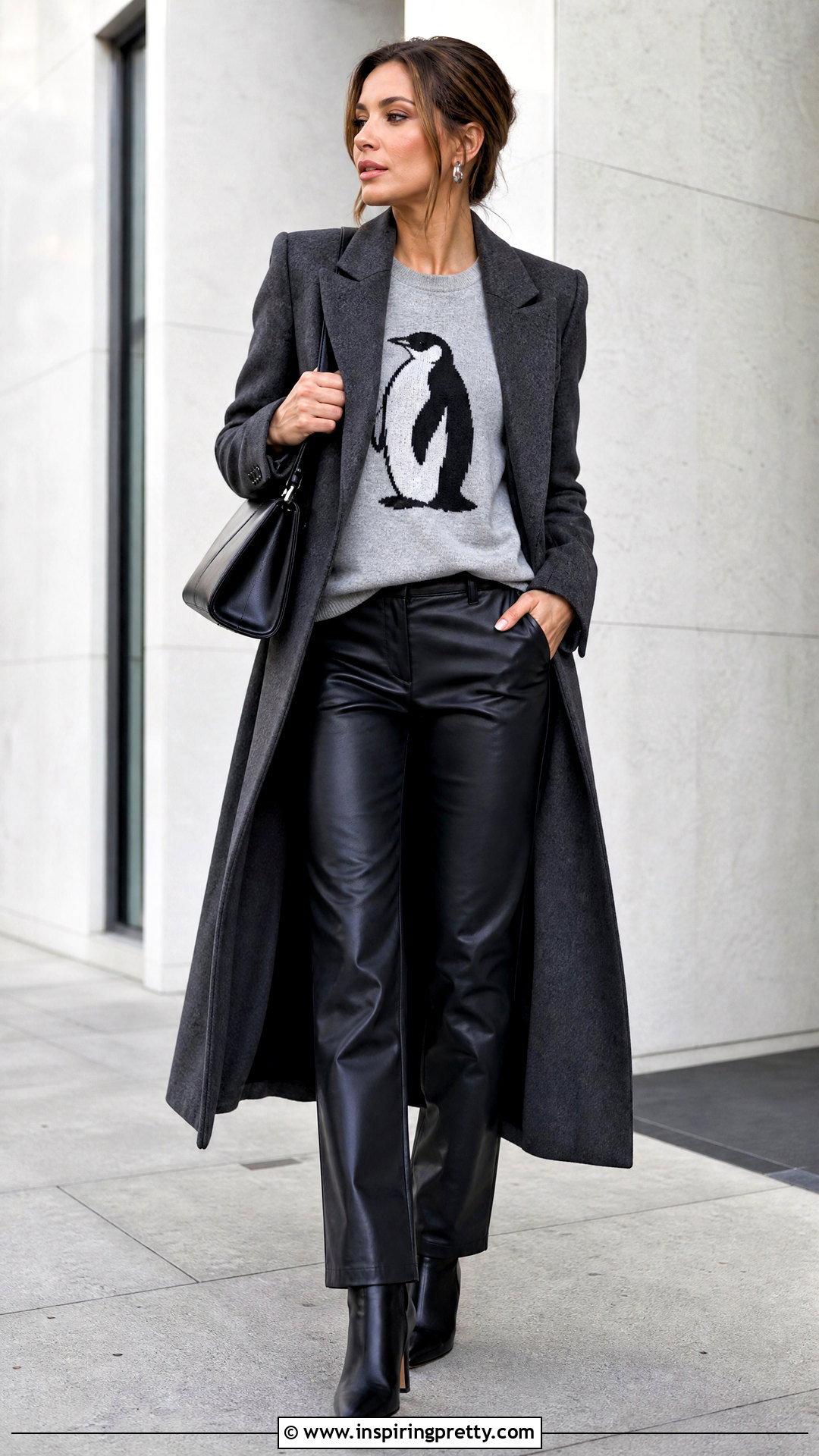 Penguin Top With Faux Leather Pants - 25 penguin top outfit ideas