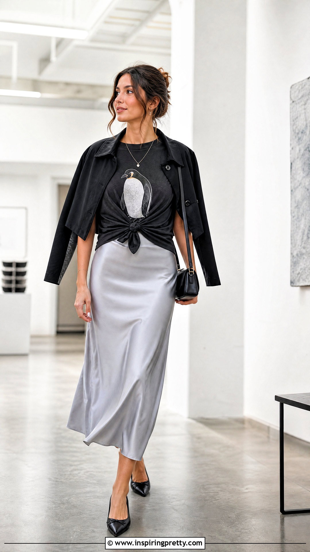Penguin Top With Midi Slip Skirt - 25 penguin top outfit ideas