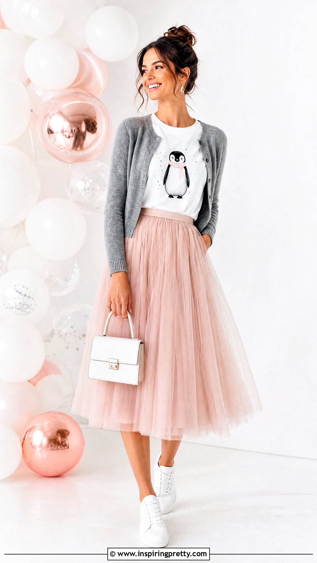 Penguin Top With Tulle Midi Skirt - 25 penguin top outfit ideas