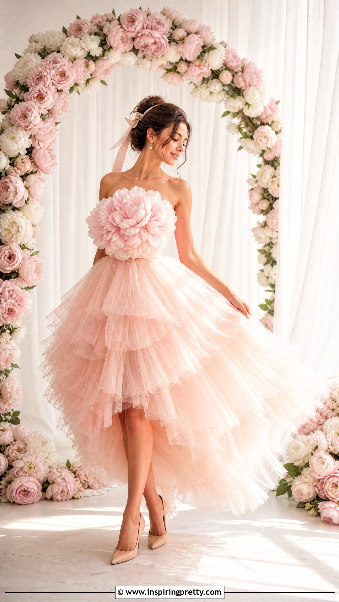 Peony Flower Top With Blush Tulle Skirt - 50 flower top photoshoot ideas