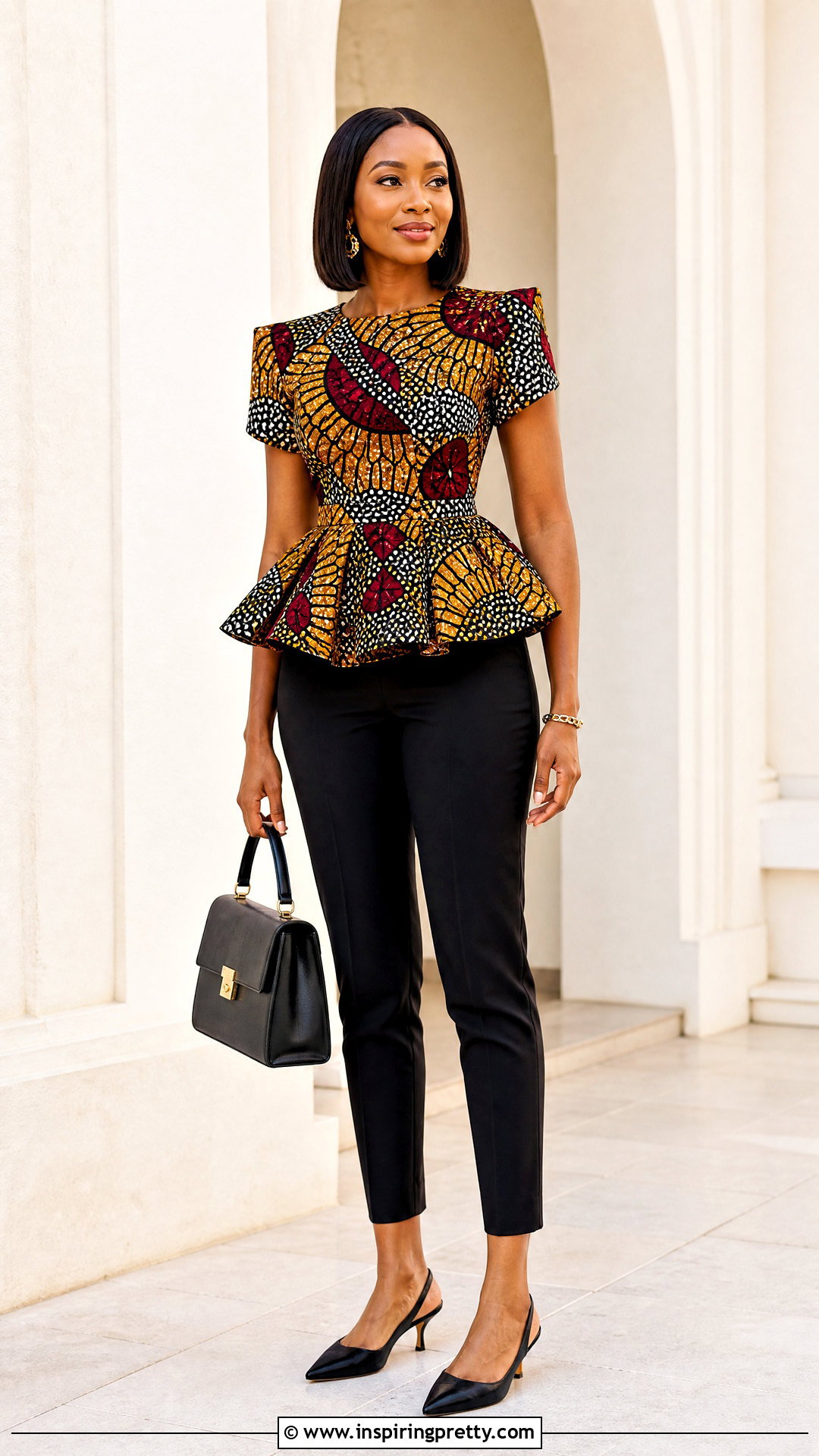 Peplum Ankara Crop Top With Slim Pants - 50 Ankara Crop Top Styles