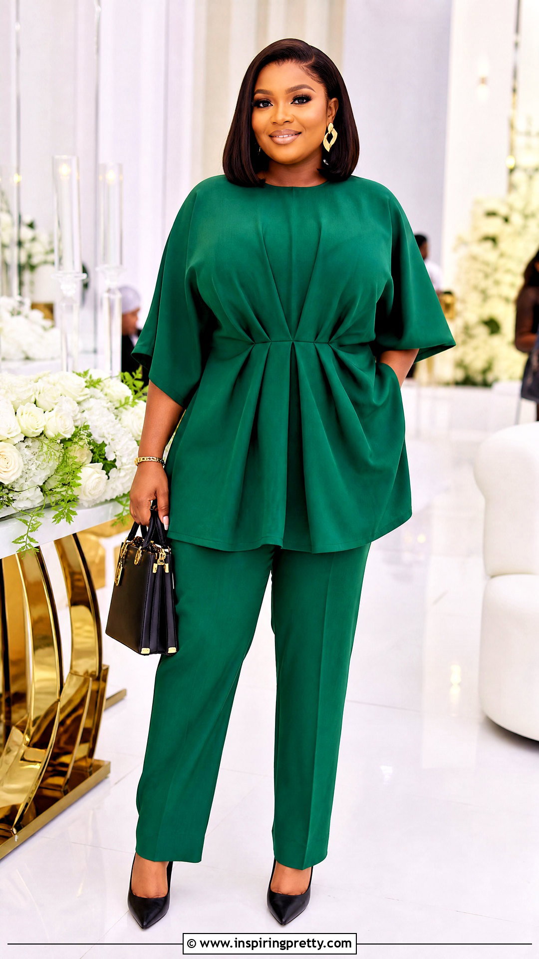 Peplum Bubu Top With Straight Leg Pants - 50 bubu top style ideas