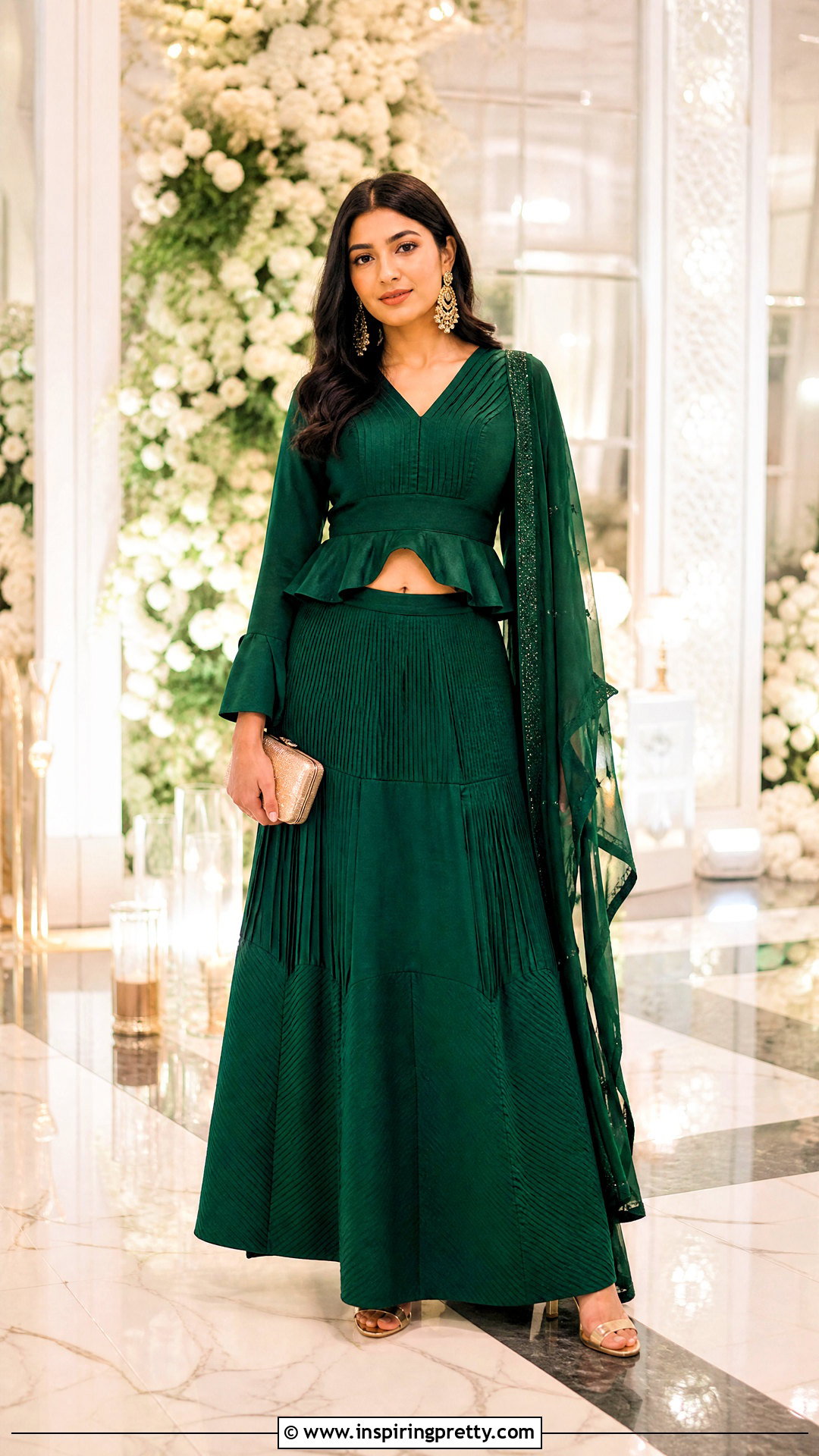 Peplum Crop Shirt With Panelled Lehenga Outfit - 25 shirt crop top lehenga outfit ideas