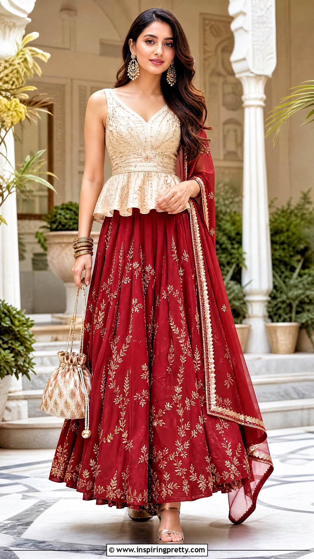 Peplum Crop Top Blouse With Lehenga - 50 latest crop top blouse designs
