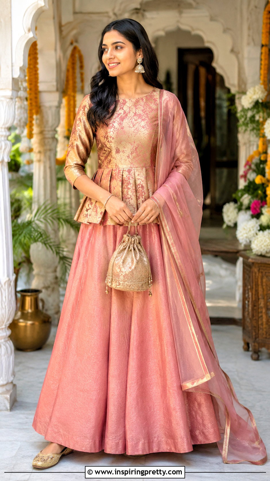 Peplum Crop Top With Lehenga - 50 traditional crop top designs
