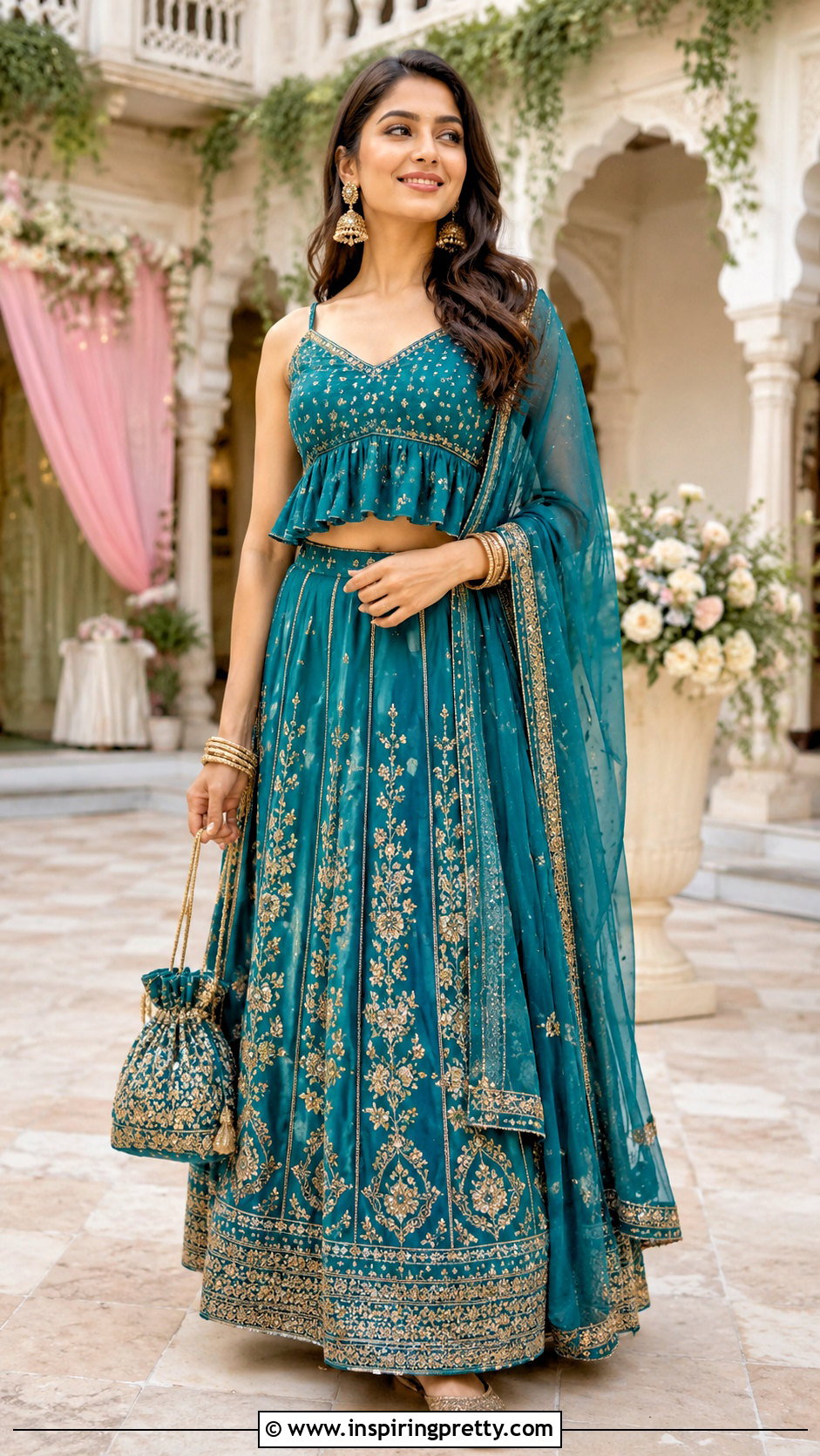 Peplum Crop Top With Panelled Lehenga - 20 latest lehenga crop top designs