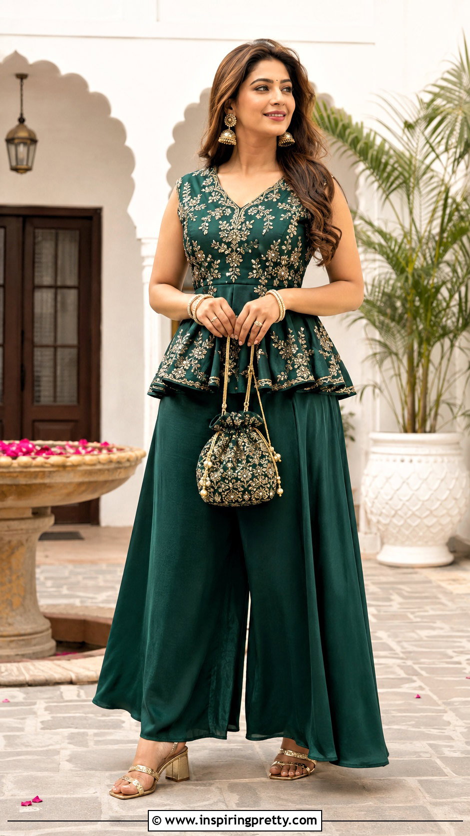 Peplum Indo Western Top With Palazzo Pants - 50 Indo Western Tops outfit ideas
