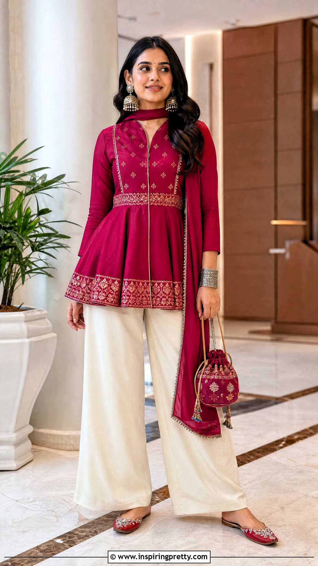 Peplum Kediyu With Wide Leg Pants - 50 Kediyu Top For Navratri outfit ideas