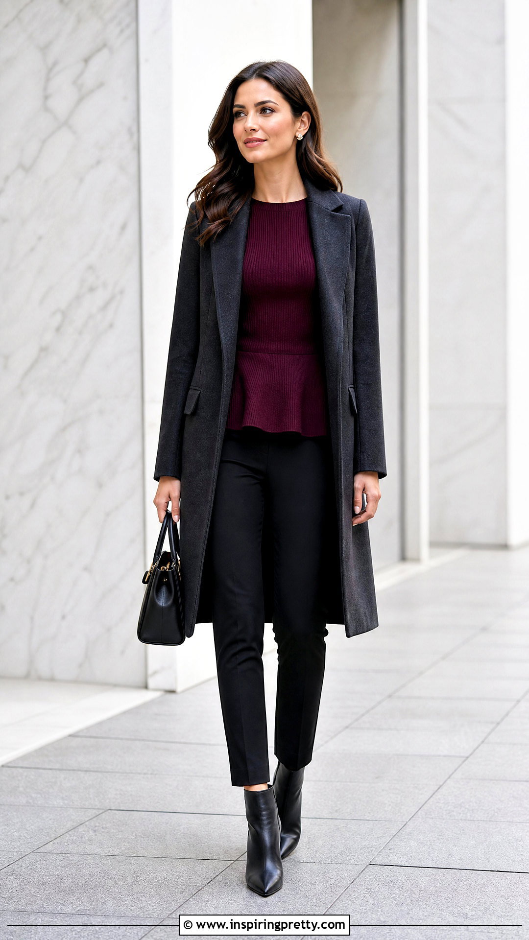 Peplum Knit Top With Cigarette Pants - 50 winter tops for women