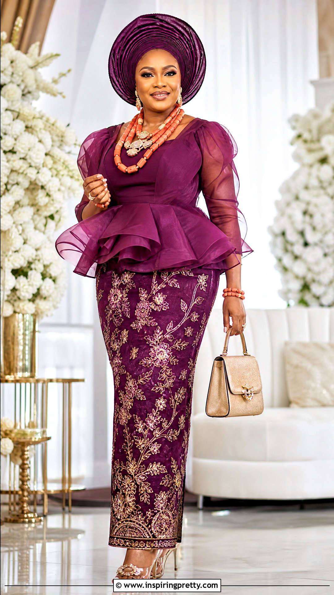 Peplum Organza Blouse With George Wrapper - 20 Nigerian Organza Tops Blouses