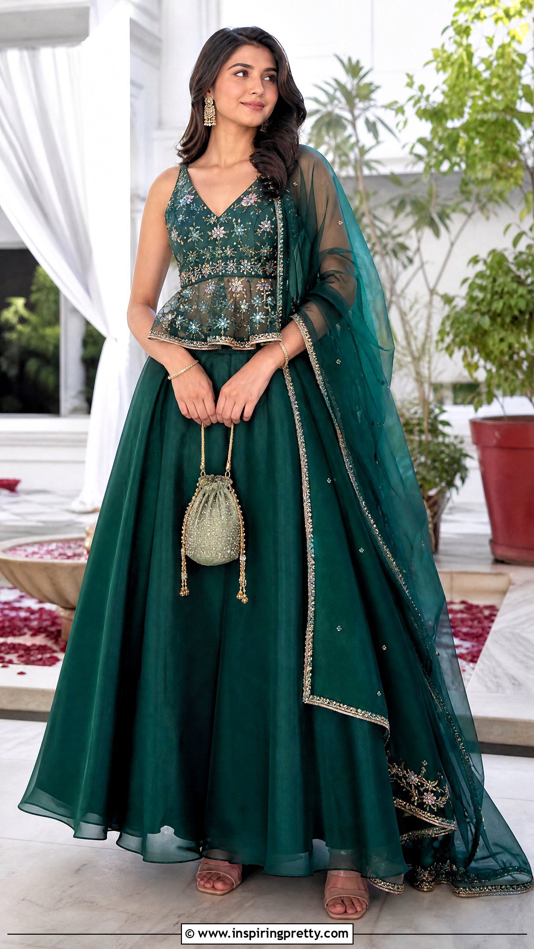 Peplum Organza Crop Top Lehenga Outfit - 50 organza crop top lehenga outfit ideas