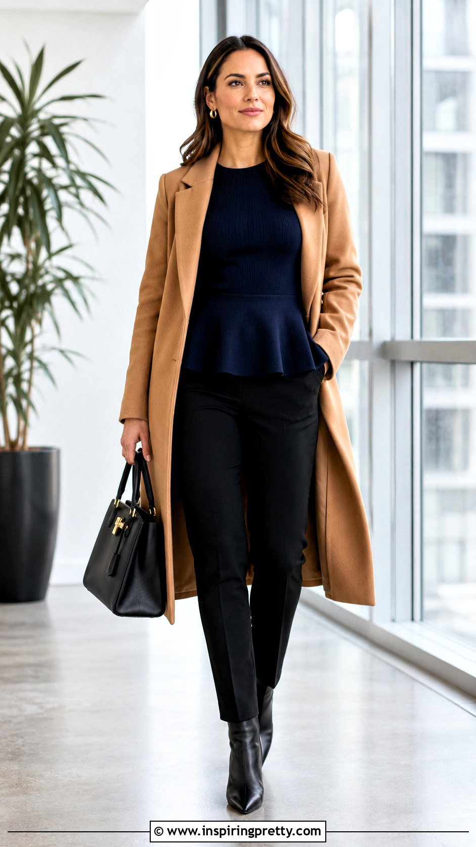 Peplum Sweater With Slim Pants - 50 cute winter tops outfit ideas