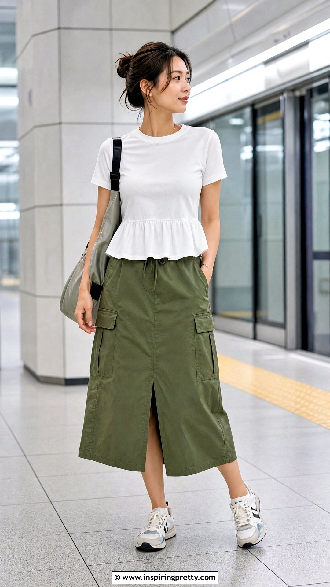 Peplum Top With Cargo Skirt - 50 peplum top outfits casual ideas