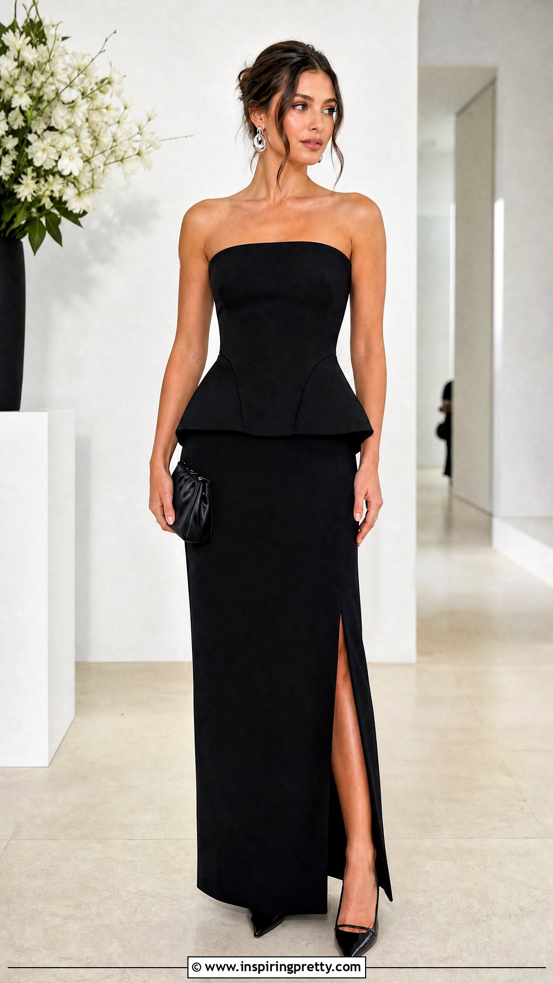 Peplum Top With Column Skirt - 50 peplum top outfit ideas