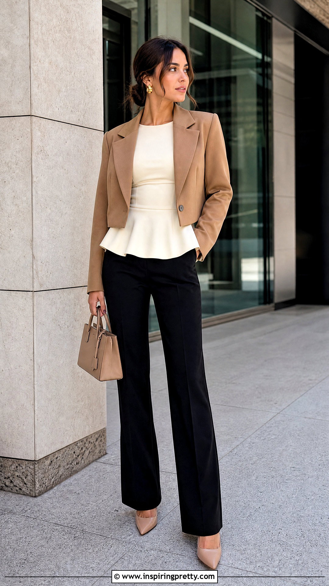 Peplum Top With Cropped Blazer - 50 peplum top outfit ideas