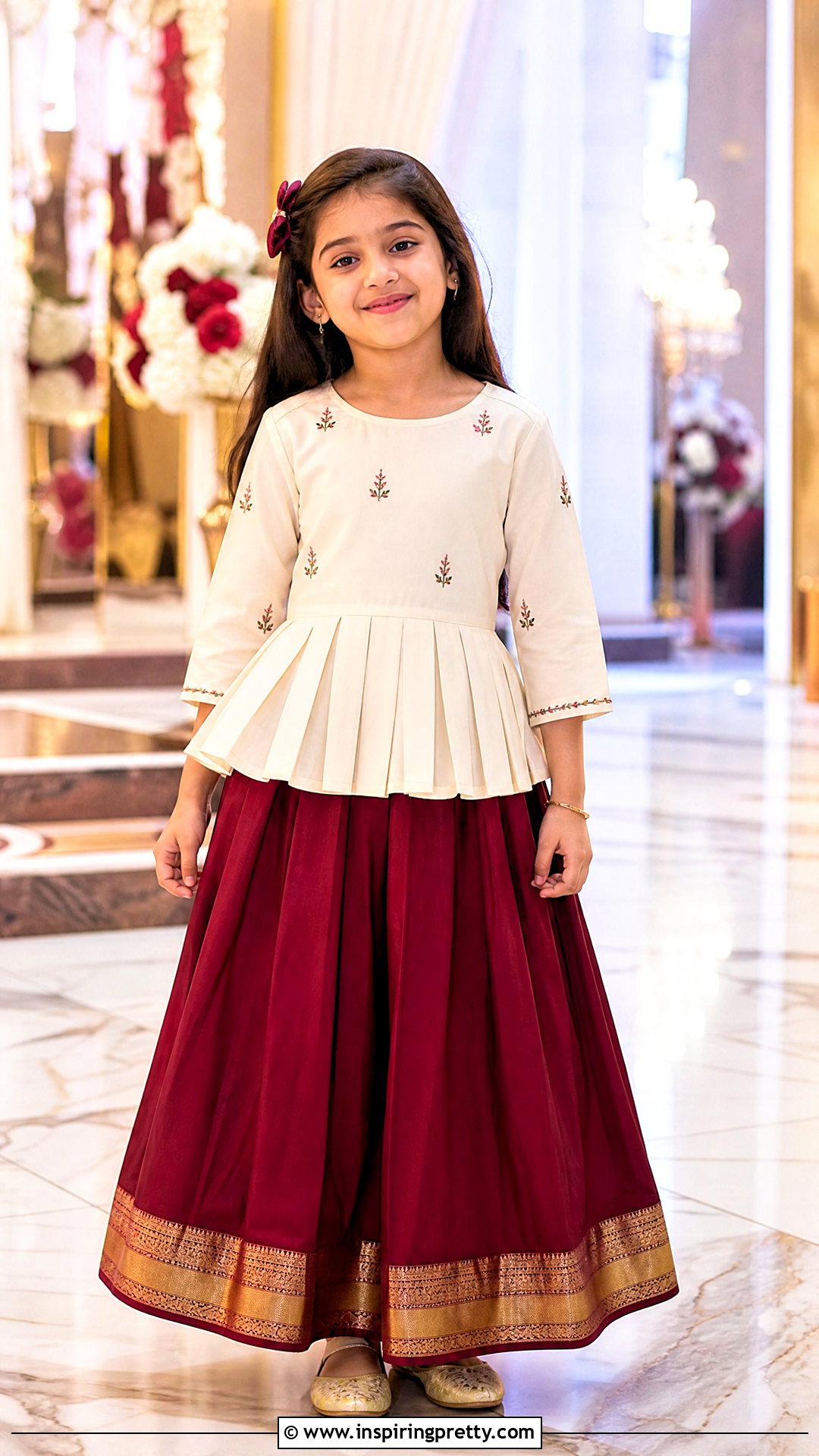 Peplum Top With Festive Skirt - 50 kids skirt top designs
