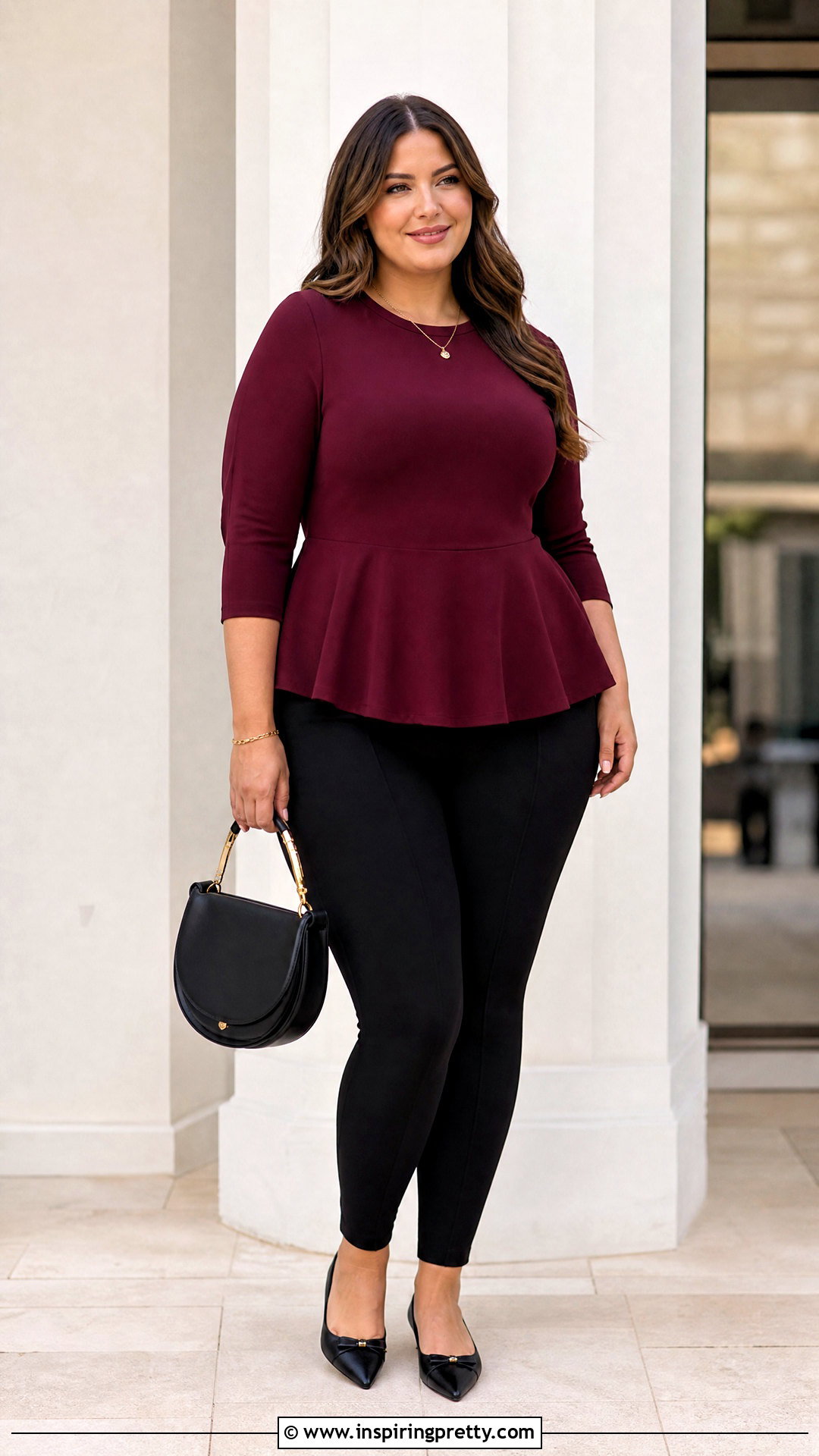 Peplum Top With Leggings And Ballet Flats - 25 leggin tops designs