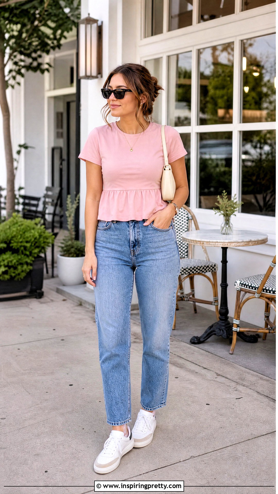Peplum Top With Mom Jeans - 50 peplum top outfit ideas