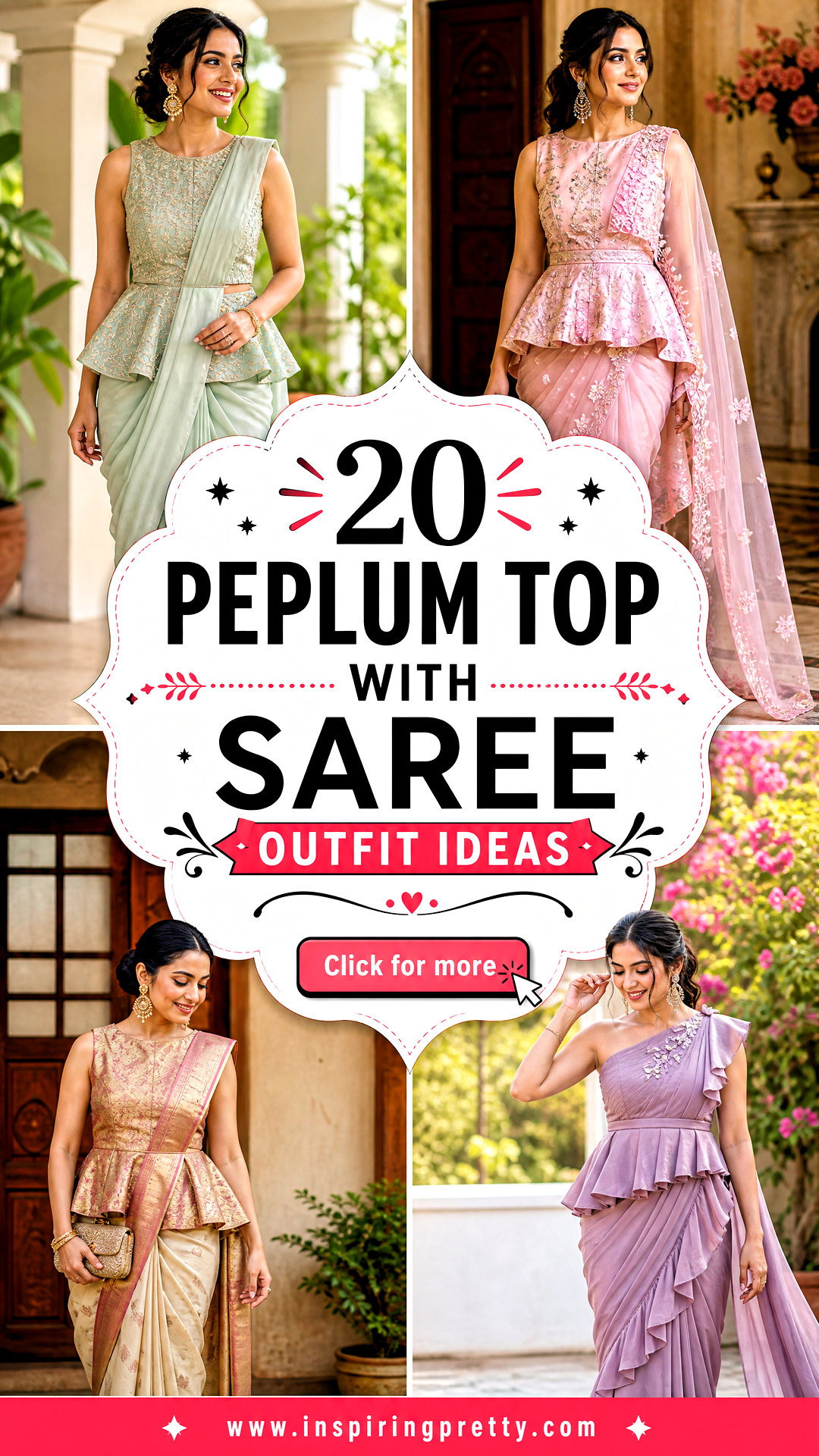 20 Peplum Top With Saree Outfit Ideas for Wedding Guests - 20 Peplum Top With Saree Outfit Ideas for Wedding Guests