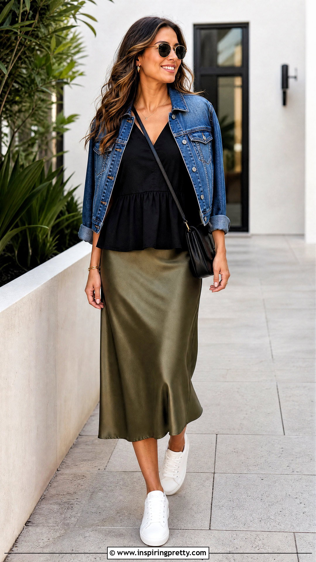 Peplum Top With Satin Midi Skirt - 50 peplum top outfits casual ideas