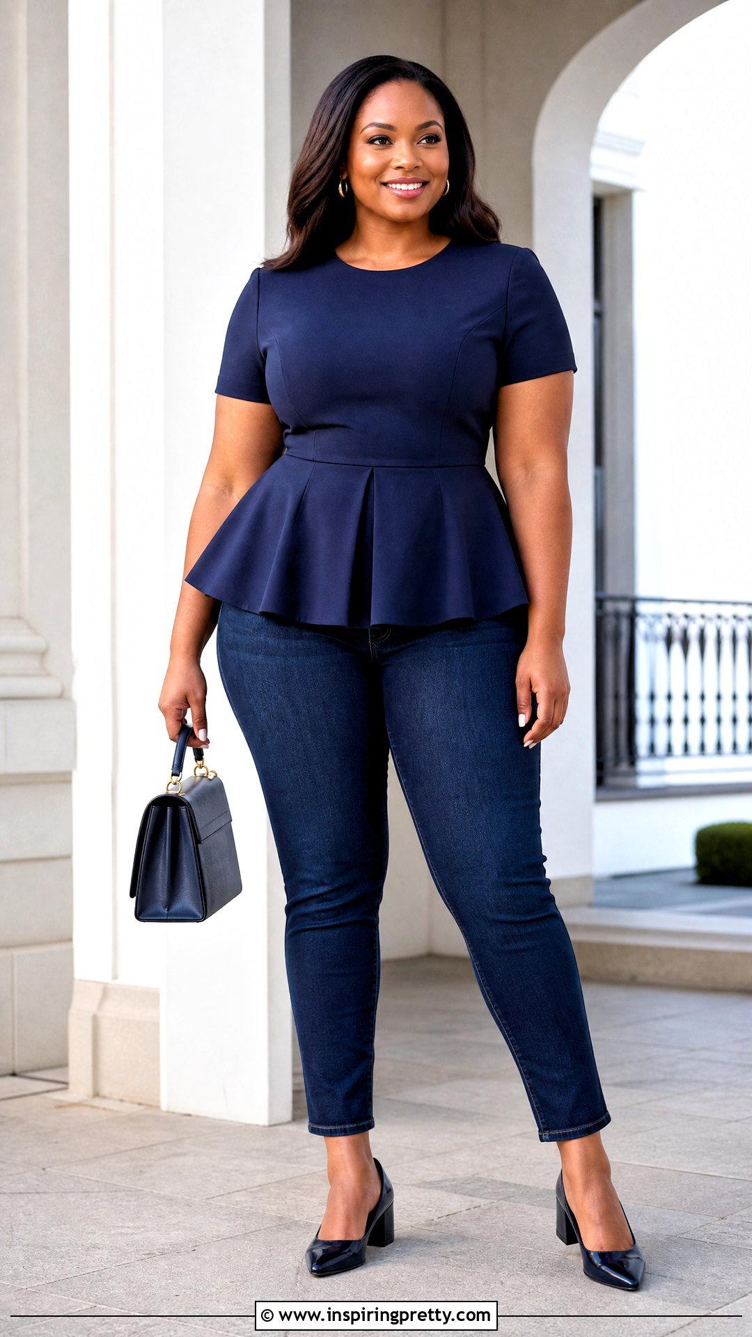Peplum Top With Slim Jeans - 50 tops designs for jeans