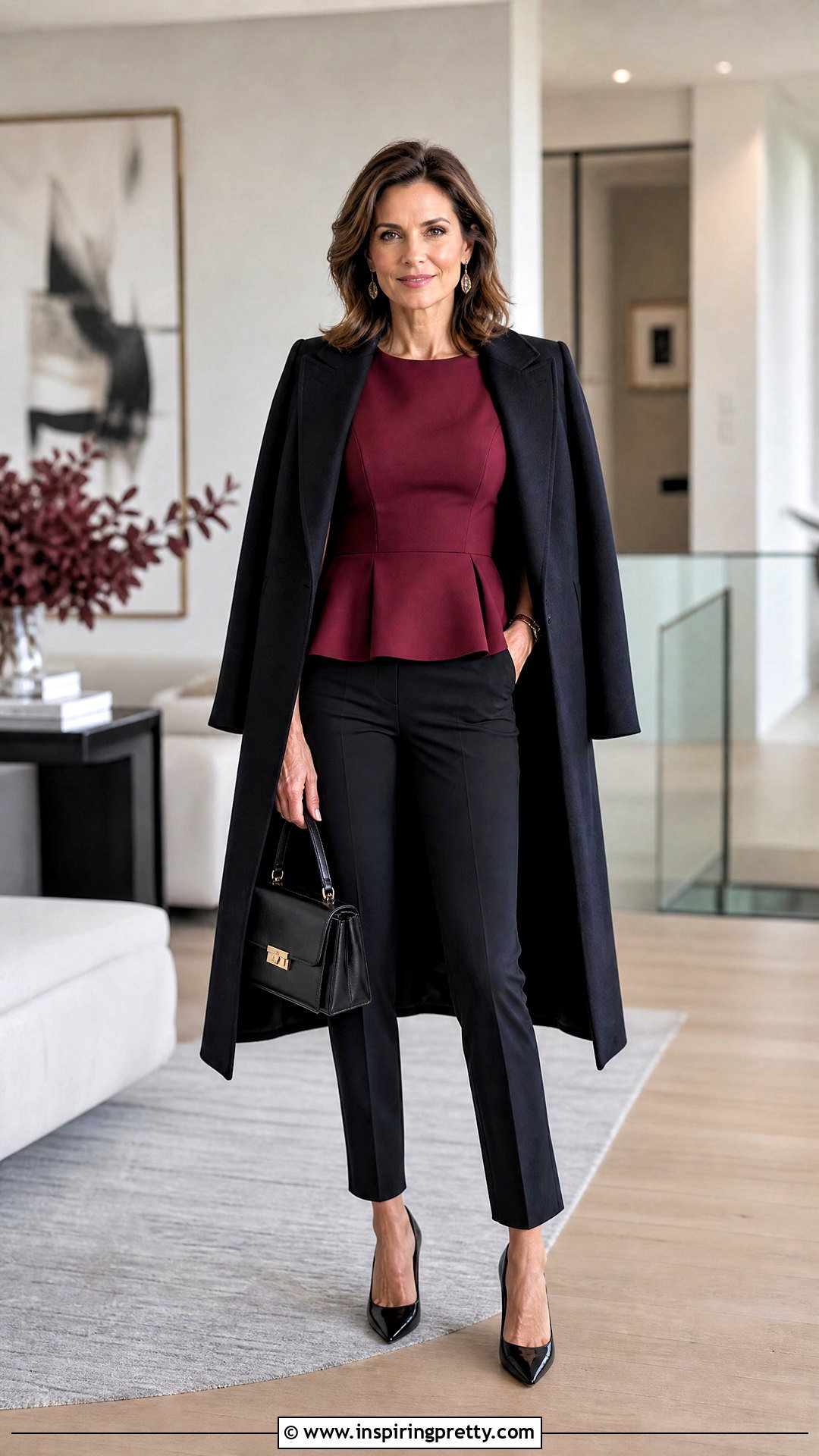 Peplum Top With Slim Trousers - 50 going out tops outfit ideas