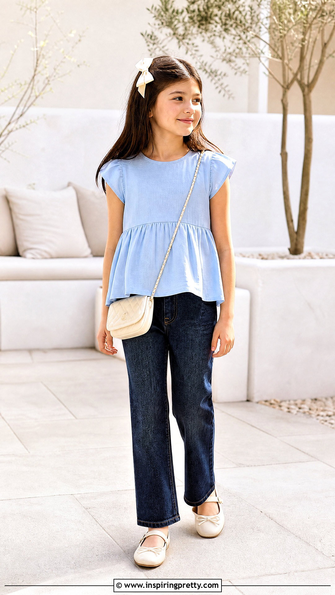 Peplum Top With Straight Jeans - 50 girls top designs