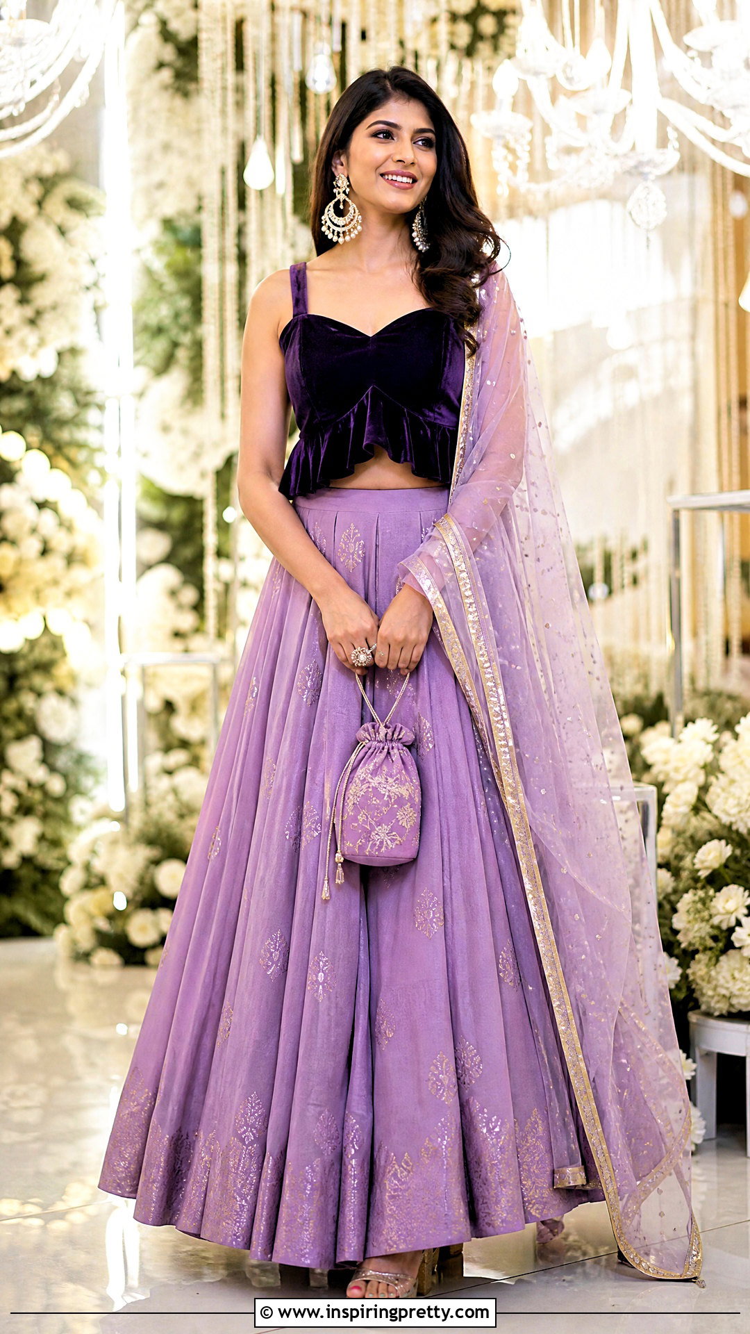 Peplum Velvet Crop Top With Circular Lehenga - 50 velvet crop top designs for lehengas