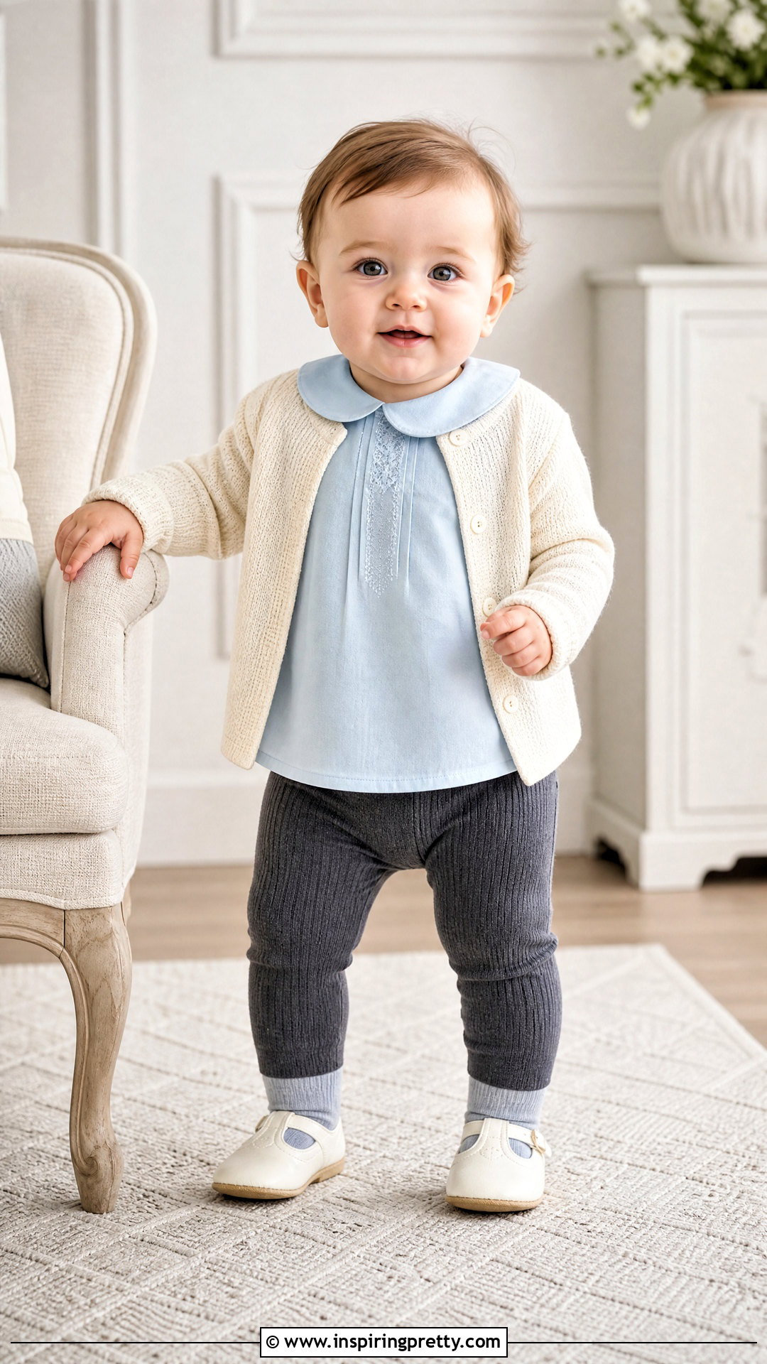 Peter Pan Collar Baby Top With Leggings - 50 baby tops designs