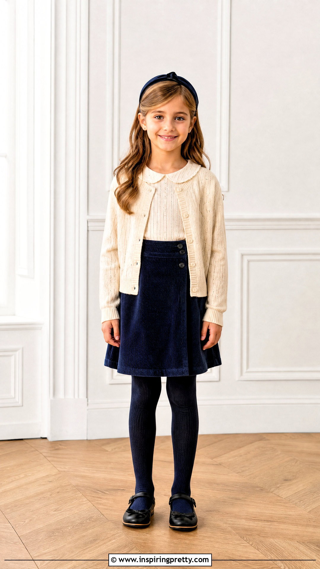 Peter Pan Collar Long Sleeve Top With A Line Skirt - 25 long sleeve tops for girls