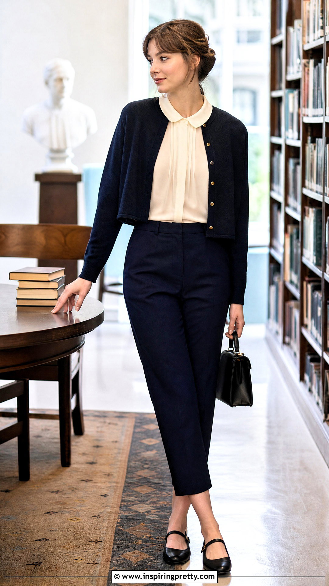 Peter Pan Collar Top And Cropped Trousers Outfit - 50 top styles