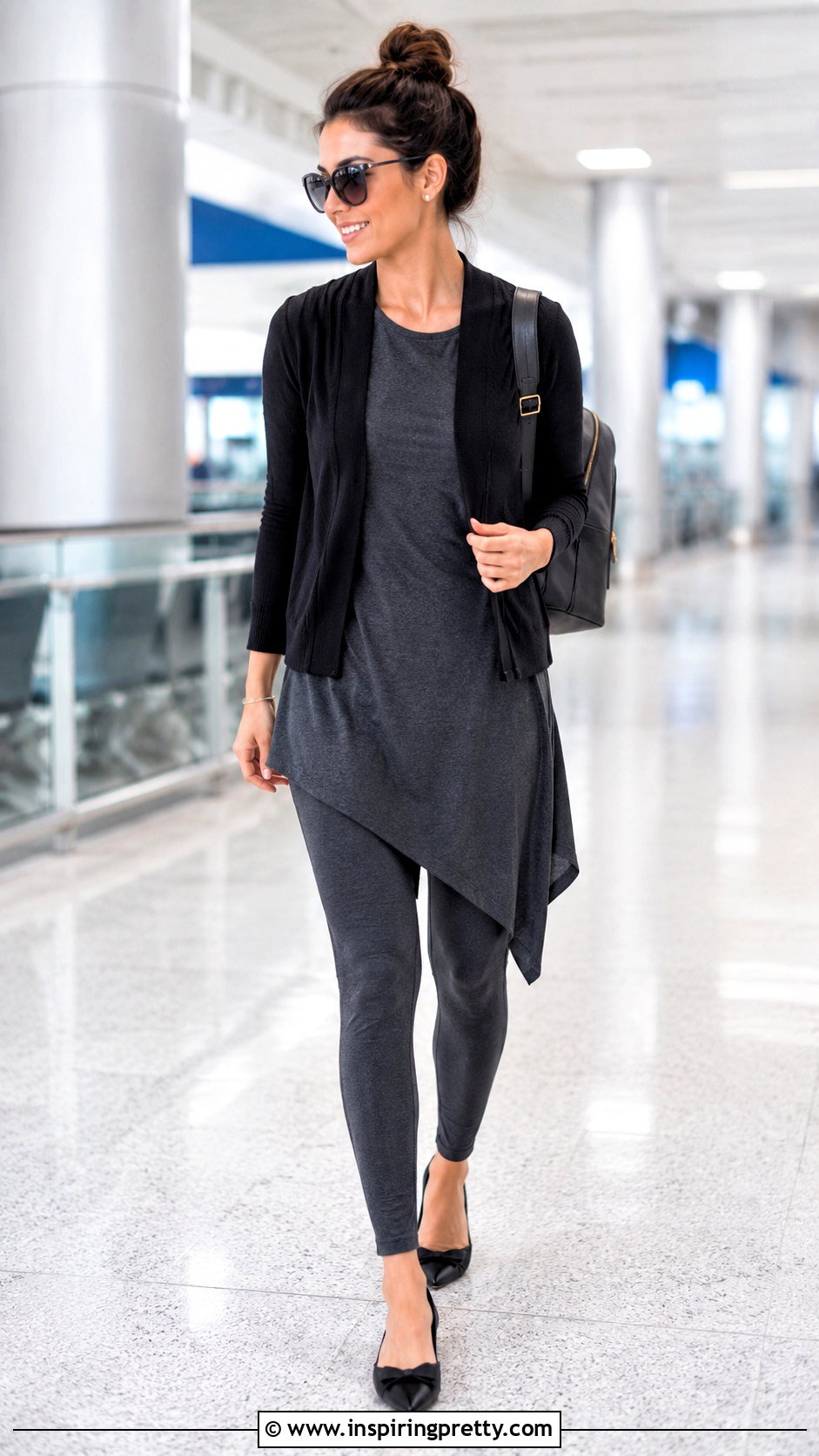 Petite Asymmetrical Tunic Top With Ankle Leggings - 20 petite tunic tops outfit ideas