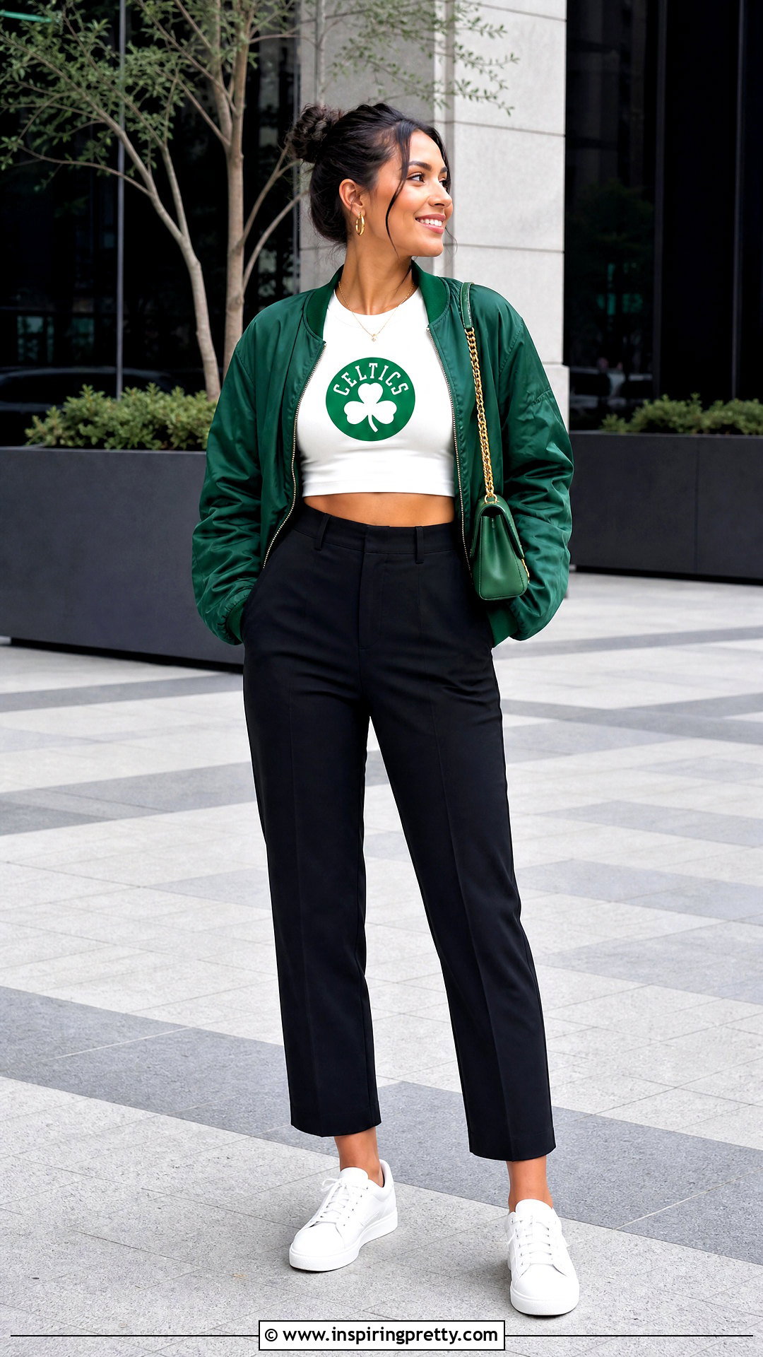 Petite Celtics Crop Top With Straight Leg Pants - 20 boston celtics crop tops