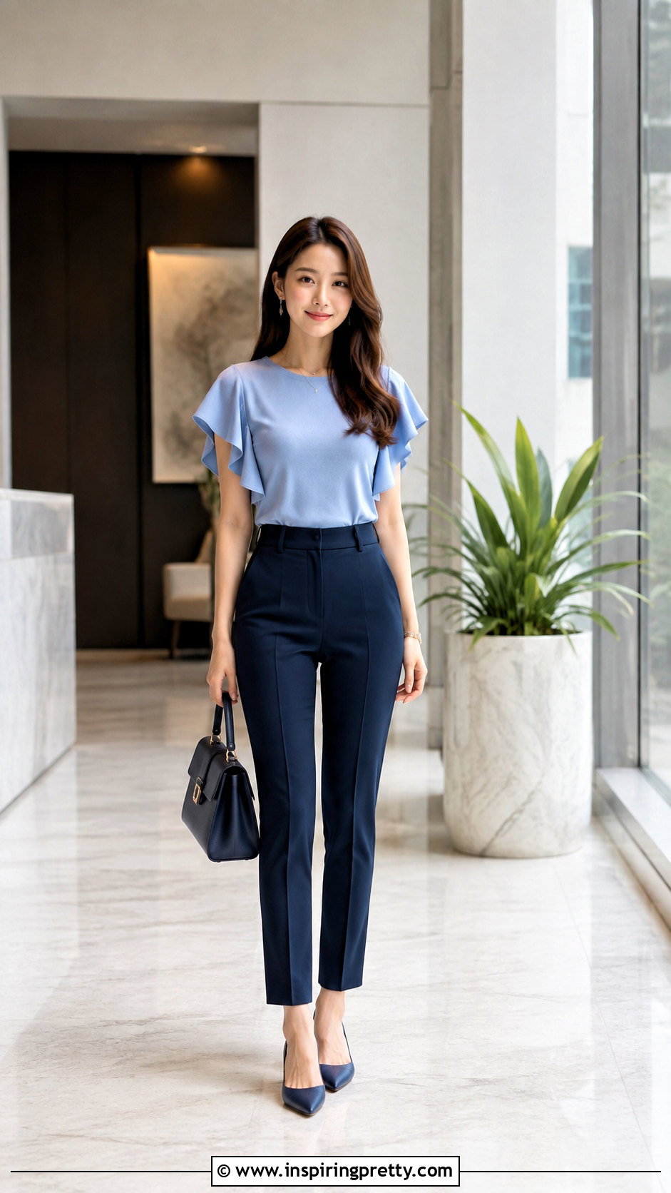 Petite Fluted Sleeve Top With Ankle Pants - 25 Fluted Sleeve Top outfit ideas