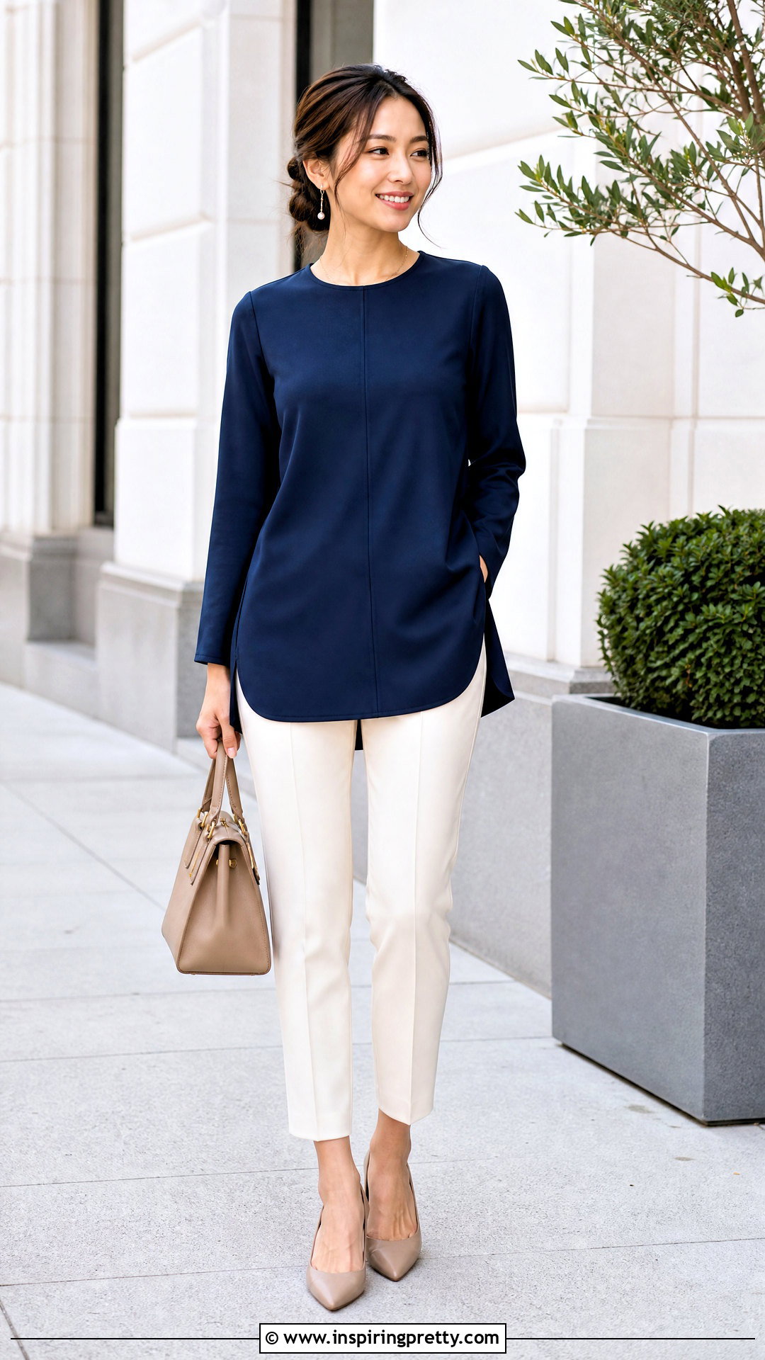 Petite Long Top With Ankle Pants - 50 long top outfit ideas